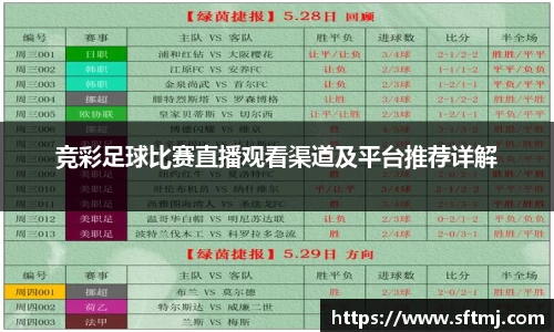 竞彩足球比赛直播观看渠道及平台推荐详解