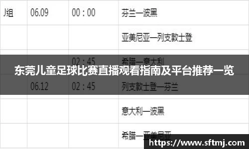 东莞儿童足球比赛直播观看指南及平台推荐一览