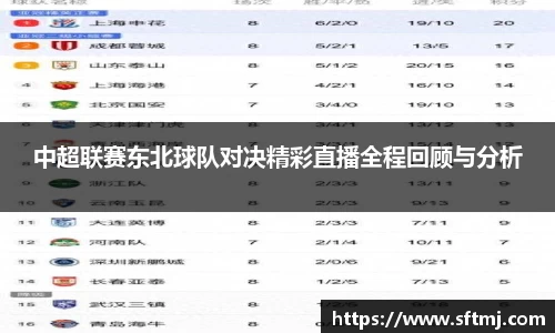 中超联赛东北球队对决精彩直播全程回顾与分析